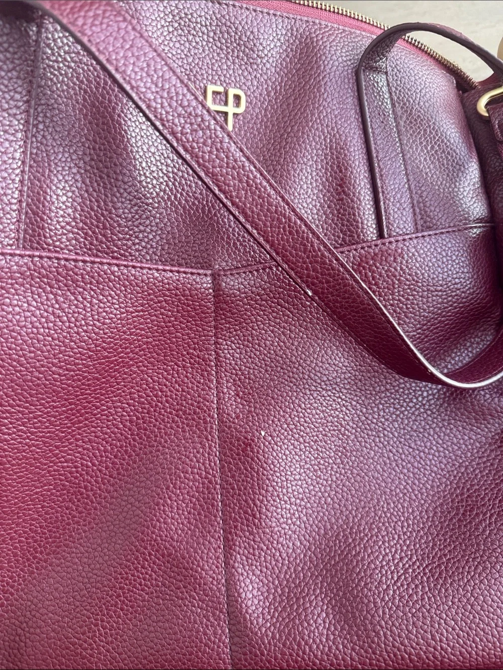 Freshly Picked Burgundy Leather Tote Bag/Diaper Bag - Discontinued Style - Picture 3 of 3